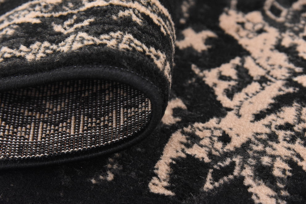 Unique Loom Black Oasis Taftan 2' 2 x 8' 2 Runner Rug