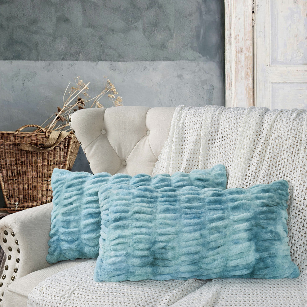 Shar Pei Faux Fur Pillow Shell Set, Trellis, 2 Piece Lumbar, 14"x26"