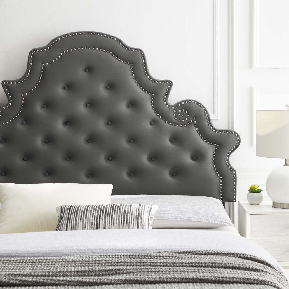 Diana Tufted Performance Velvet Twin Headboard Charcoal