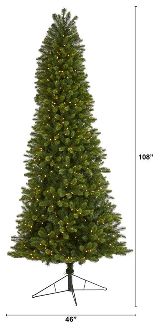 9' Virginia Spruce Faux Xmas Tree W/Multifunction Lights & Bendable Branches