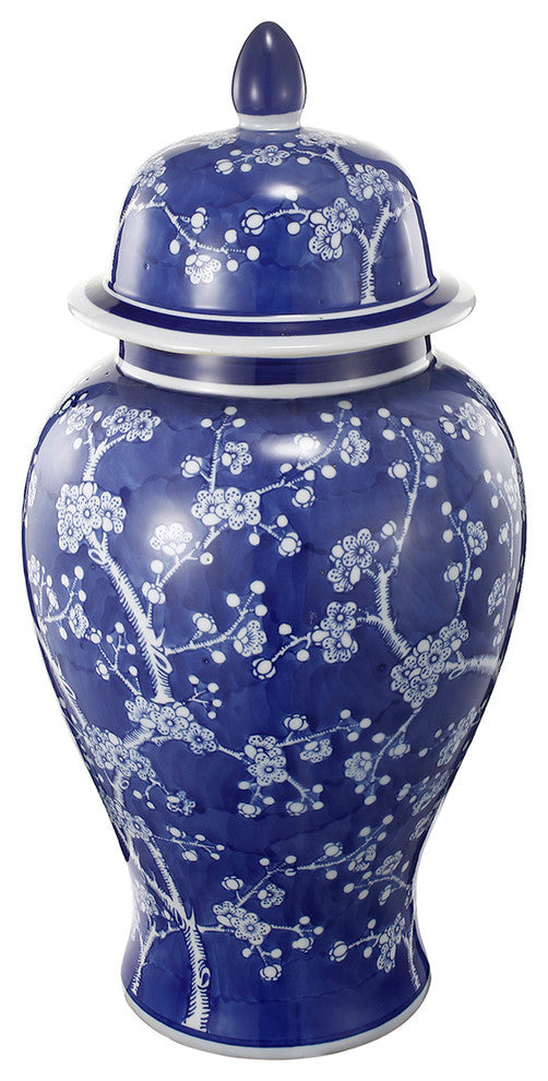 Well- Designed Flowers Ginger Jar In Blue and White