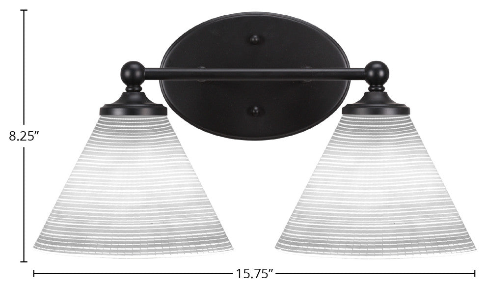 Capri 2-Light Bath Bar, Matte Black/White Matrix