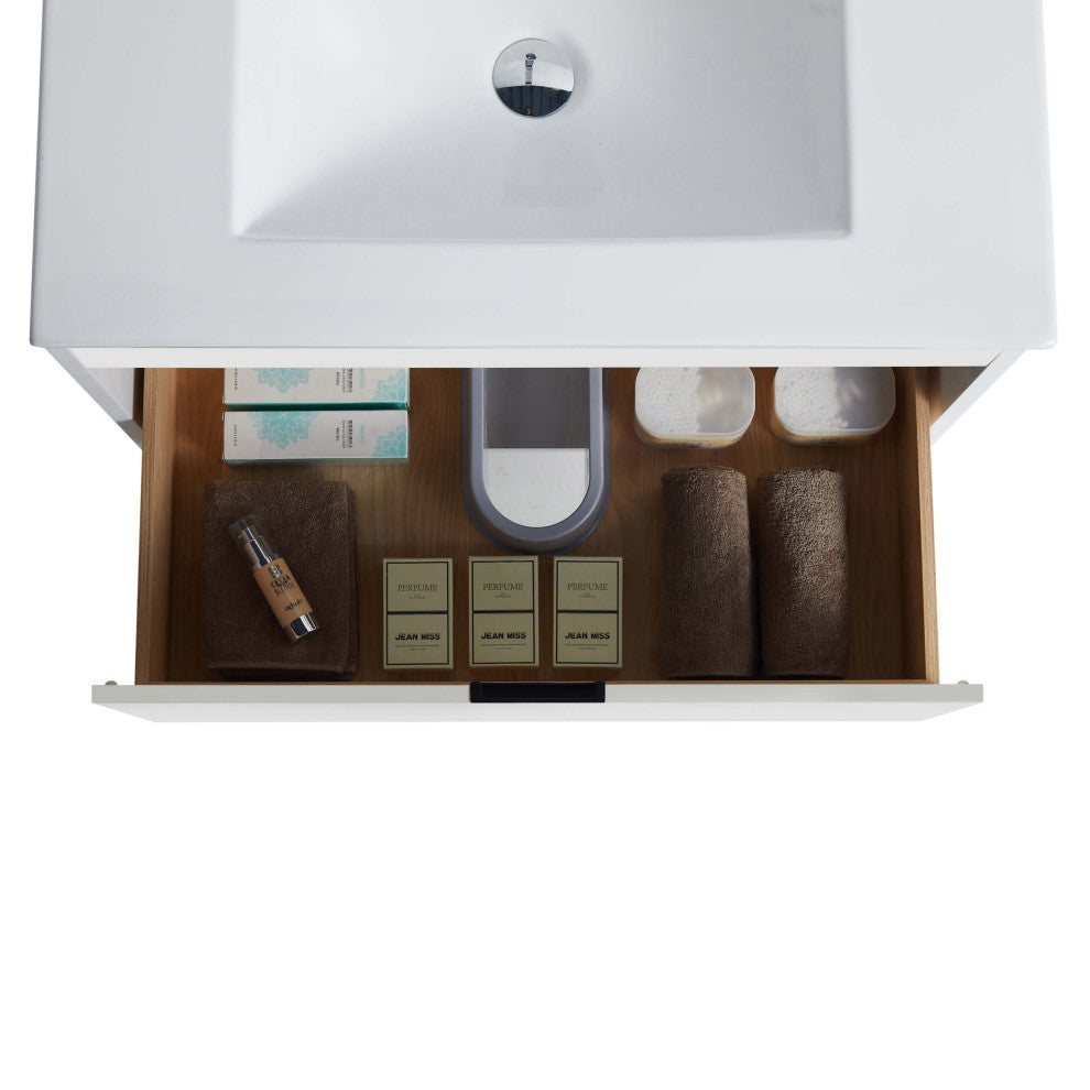 Alpine Wall Mount Bathroom Vanity and Sink, White Matte, 30"