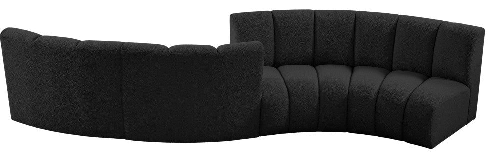 Infinity Boucle Fabric Upholstered 4-Piece S-Shaped Modular Sectional, Black