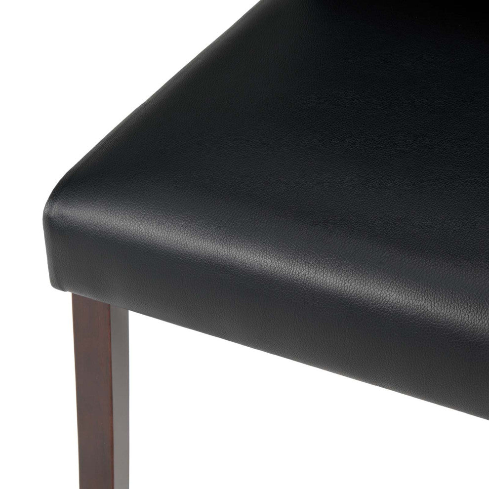 Side Dining Chair and Table Set, Faux Leather, Drak Brown Black, Modern, Bistro