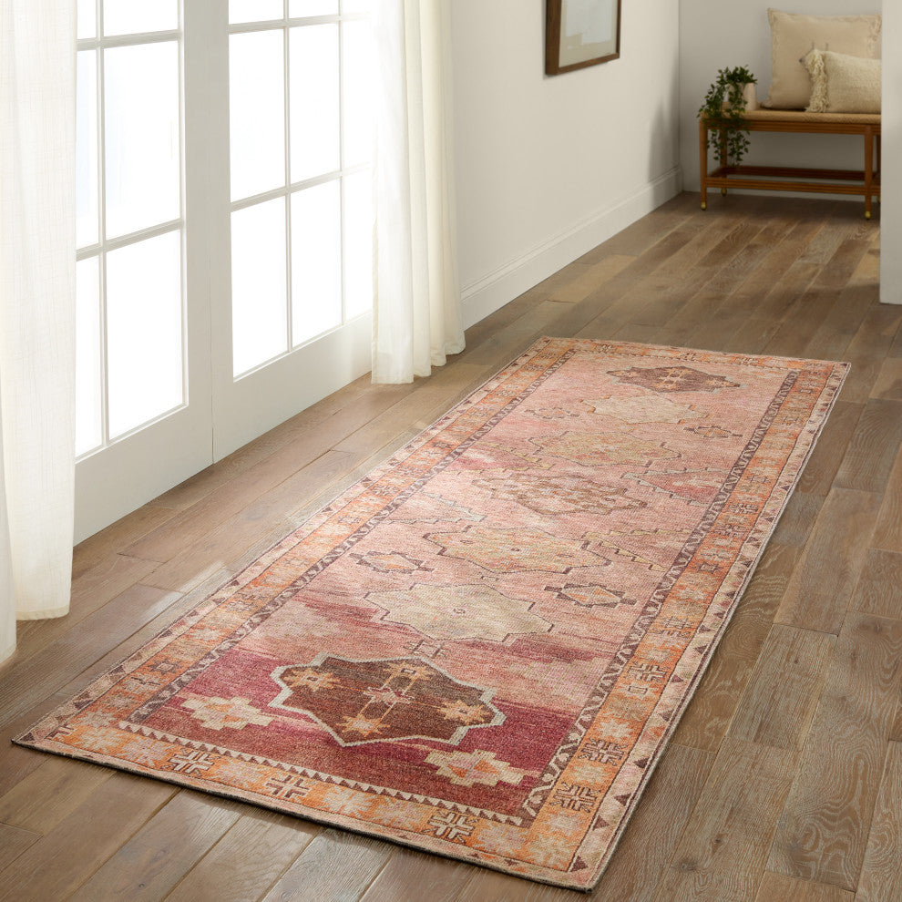 Machine Washable Jaipur Living Jesse Medallion Orange/ Pink Runner Rug 3'X10'