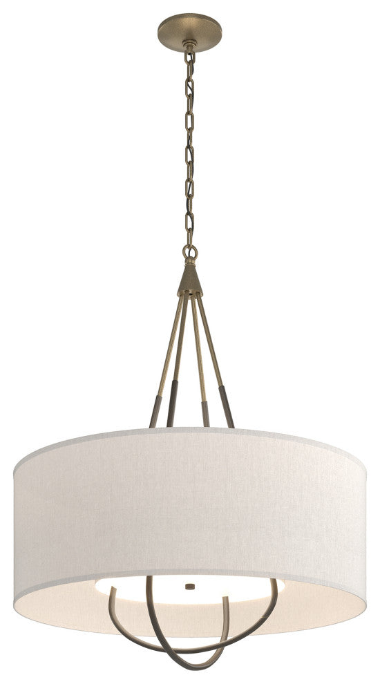Loop Pendant, Soft Gold Finish, Dark Smoke Accents, Flax Shade