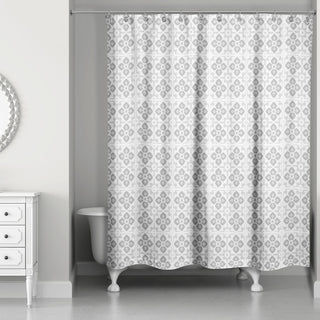 Gray Tile Pattern 71x74 Shower Curtain