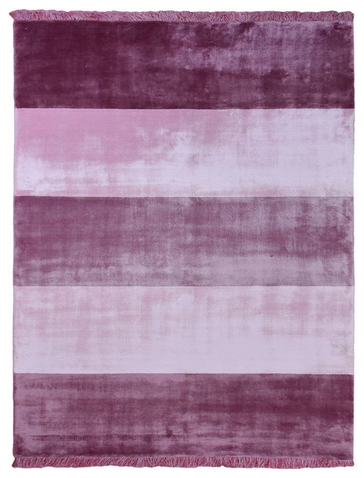 Hand Woven Viscose & Silk Area Rug Contemporary Pink