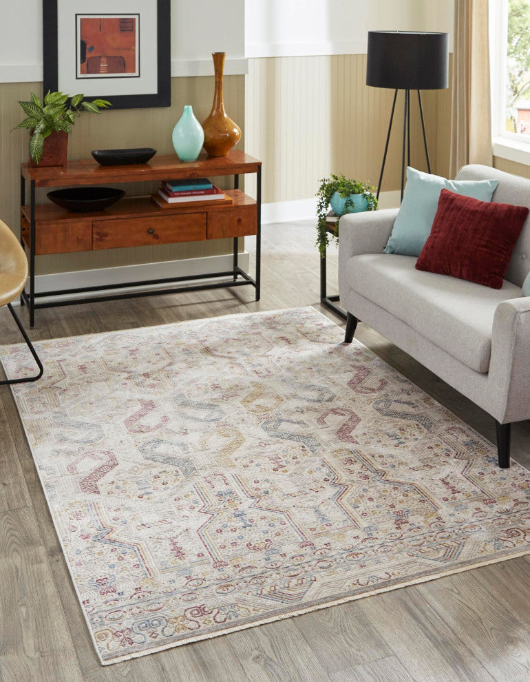 Unique Loom Congruence Deepa Rug, Ivory, 5'3"x7'9"