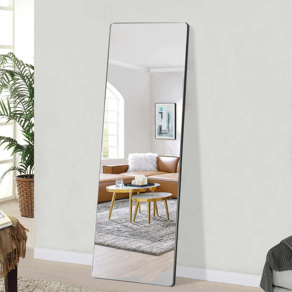 Rounded Wooden Standing Mirror