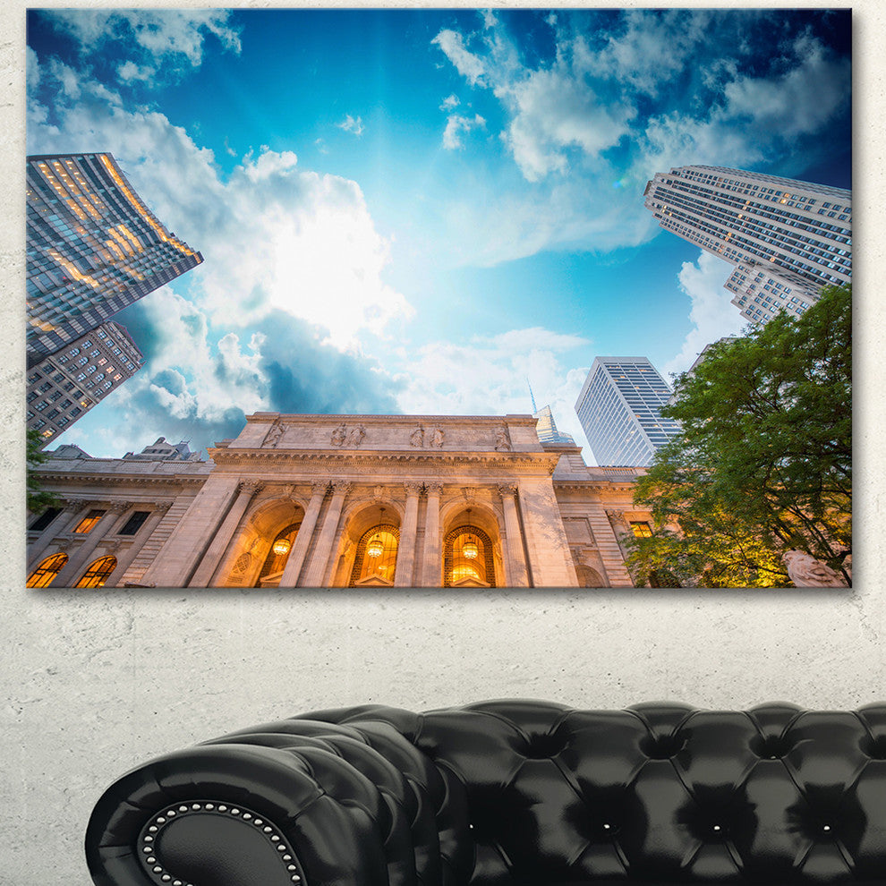 New York Public Library, Large Cityscape Canvas Art Print, 40"x30"