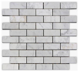 White Carrara Polished 1x3 Brick Marble Mosaic