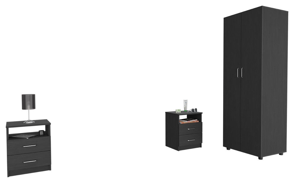 DEPOT E-SHOP Louise 3-Piece Bedroom Set with Armoire and 2 Nightstands