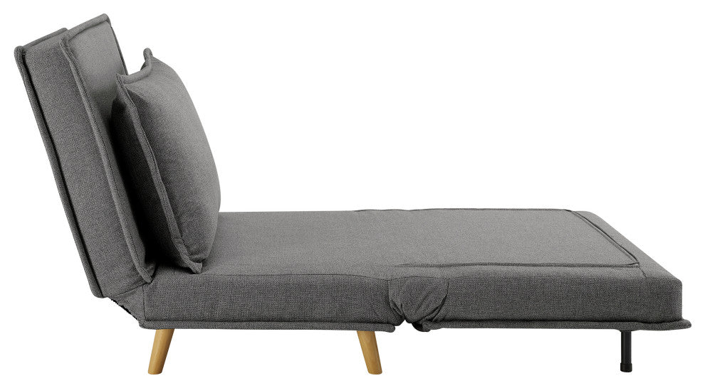 Modern Fabric Upholstered Convertible Sofa Bed Folding Sleeper Chair, Gray
