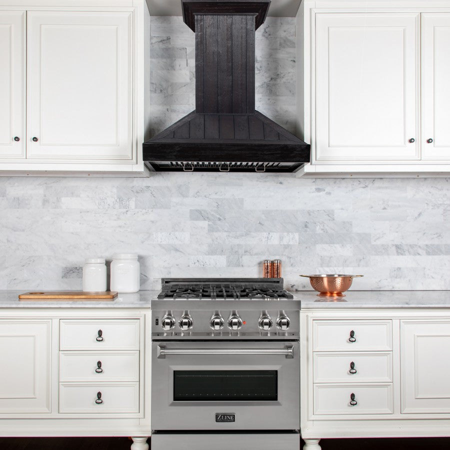 ZLINE 30" Wooden Wall Mount Range Hood in Rustic Dark Finish (KPDD-30)