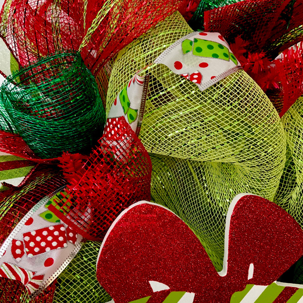 Merry and Bright Christmas Gnome Handmade Deco Mesh