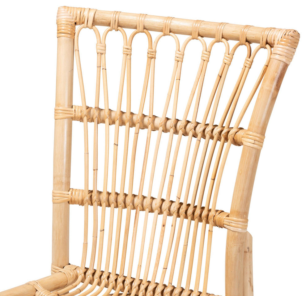 Martine Modern Rattan Dining Chair, Natural Brown