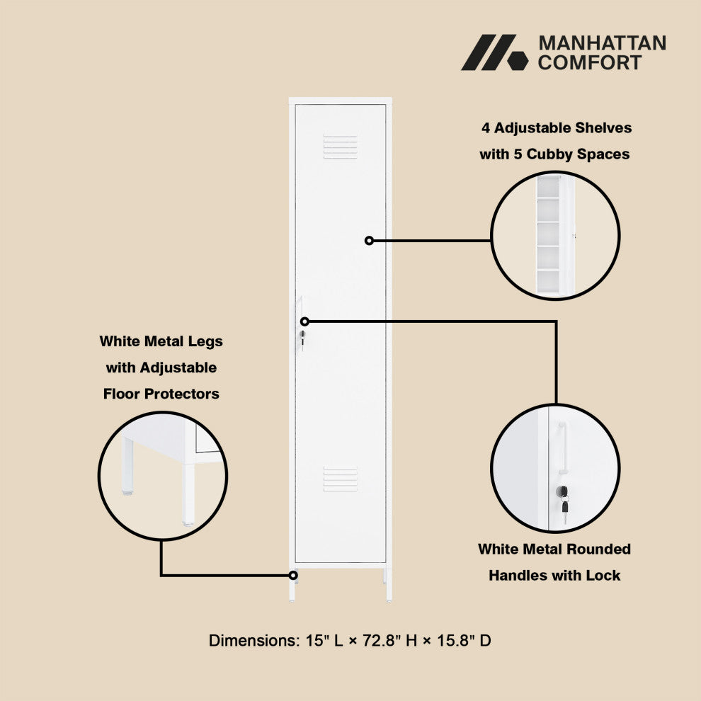 Manhattan Comfort Naomi 15" Single Locker Storage Cabinet