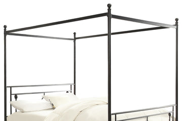 Queen Size Metal Platform Bed with Quatrefoil Pattern, Black