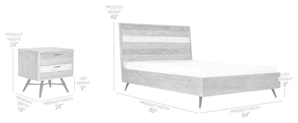 Bridges 3-Piece Queen Bedroom Set, Two-Tone Acacia Wood