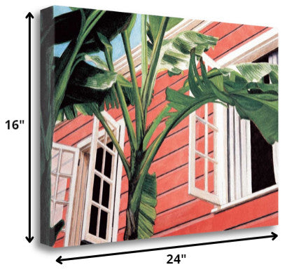 24" Coastal Green Tropical Leaves Giclee Wrap Canvas Wall Art