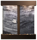 Aspen Falls Water Fountain, Black Spider Marble, Blackened Copper, Square