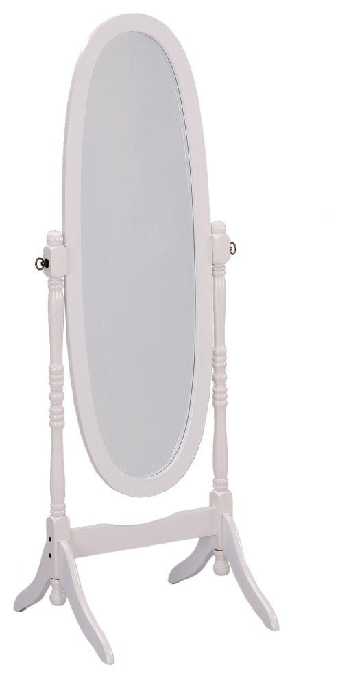 Classic White Finish Cheval Standing Oval Mirror