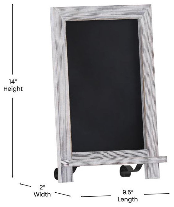 Canterbury Magnetic Chalkboard WithMetal Scrolled Legs, Hang or Countertop Board, White Wash