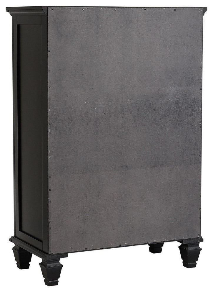Wood Chest with 5 Drawers, Black
