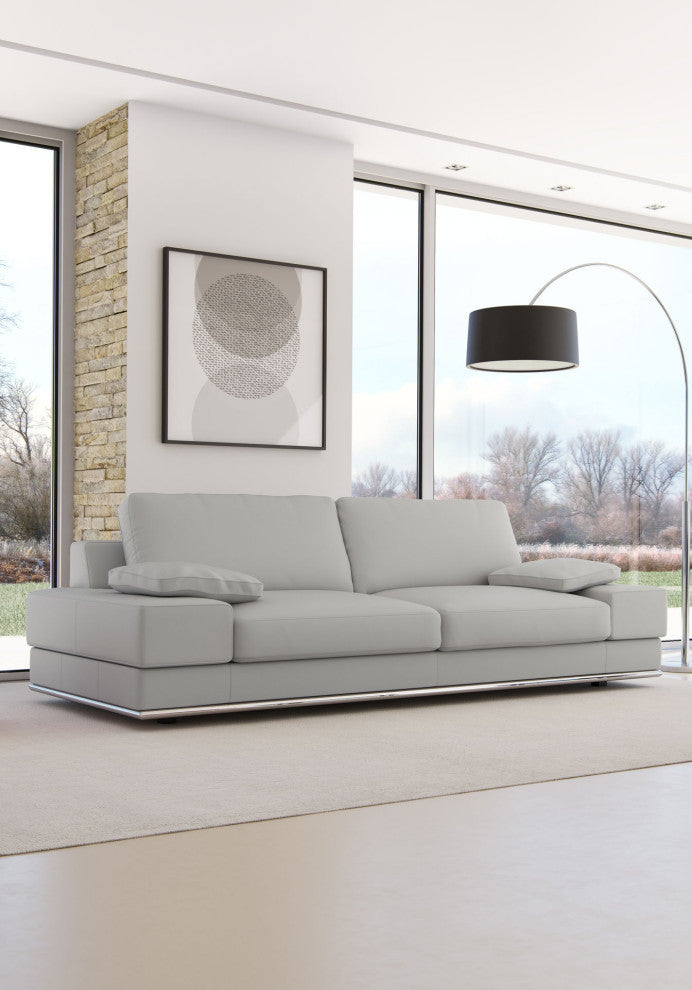 Murray Sofa, Pearl Gray Leather