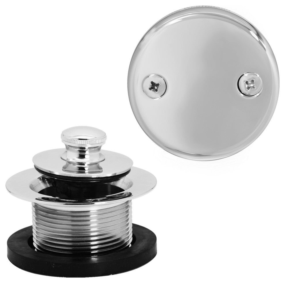 Above Floor Overflow With Tip-Toe Trim And 2-Hole Overflow Cover, Polished Chrome