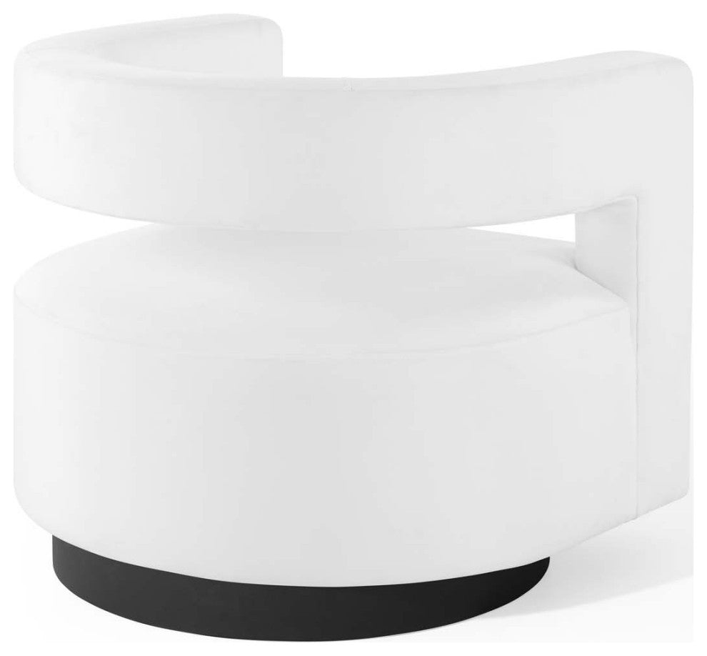 Spin Cutaway Performance Velvet Swivel Armchair - White