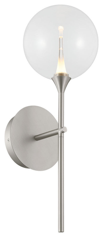 Iissa, Wall Sconce, 19", Satin Nickel, Clear Glass