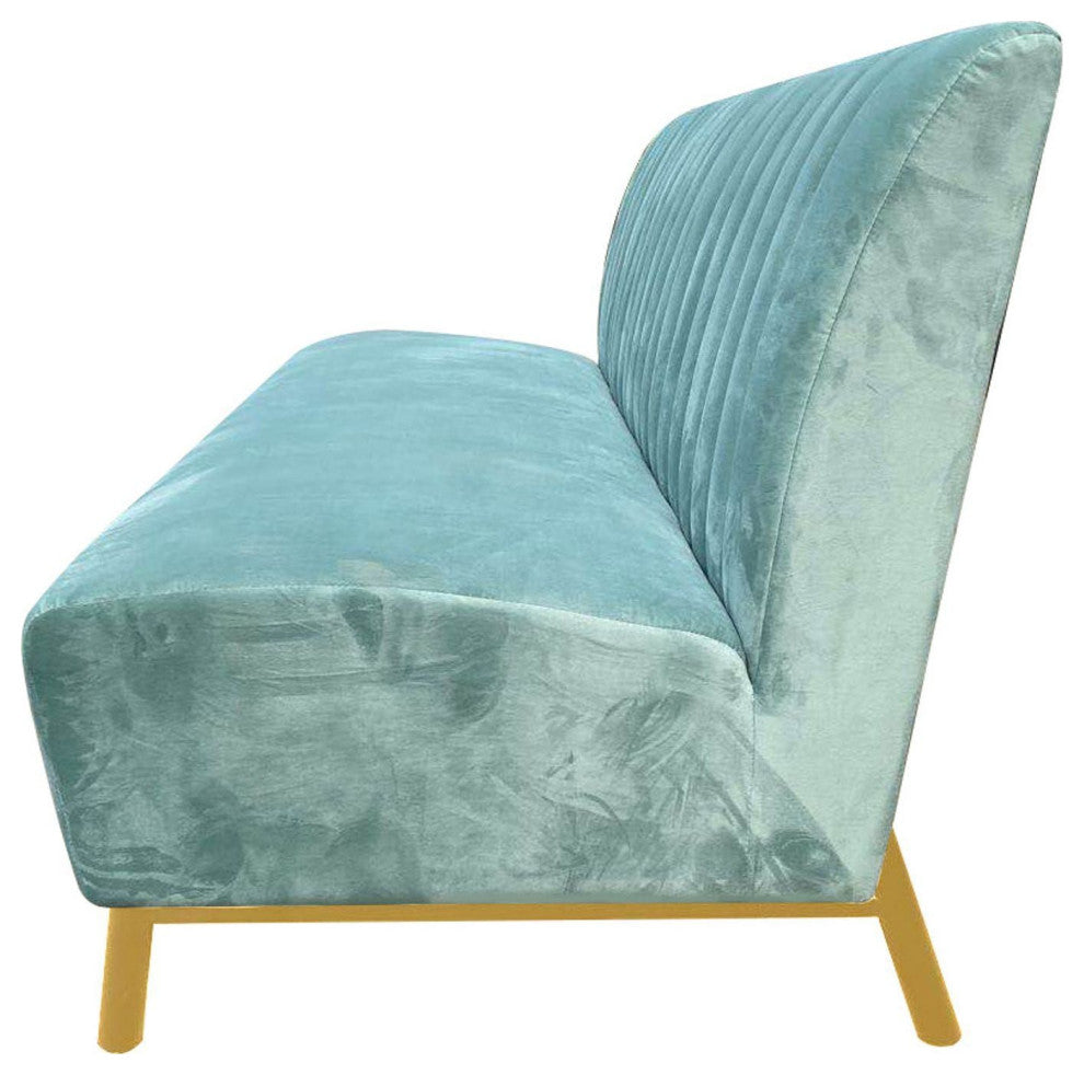 Divani Casa Mosko Modern Light Green and Gold Fabric Sofa