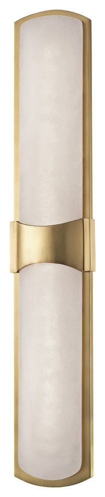 Valencia 2 Light LED Wall Sconce, Aged Brass Finish, Opal White Alabaster