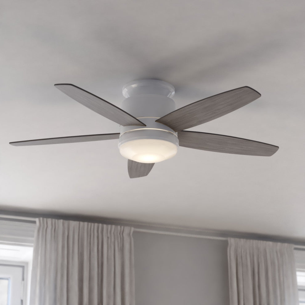 Armon Flush Mount 44" Ceiling Fan With LED Light Kit and Remote, White