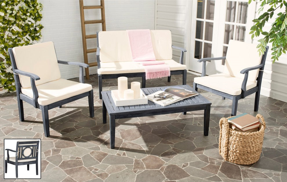 Safavieh Montclair 4-Piece Indoor-Outdoor Living Set, Ash Grey