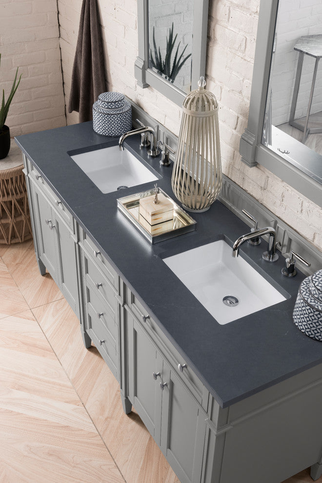 Brittany 72" Urban Gray Double Vanity, Charcoal Soapstone Quartz