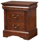 Benzara BM171940 Rubberwood 2 Drawer Nightstand With Antique Handles Brown