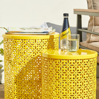 Multi-Functional Metal Garden Stool, 2-Piece Set, Yellow