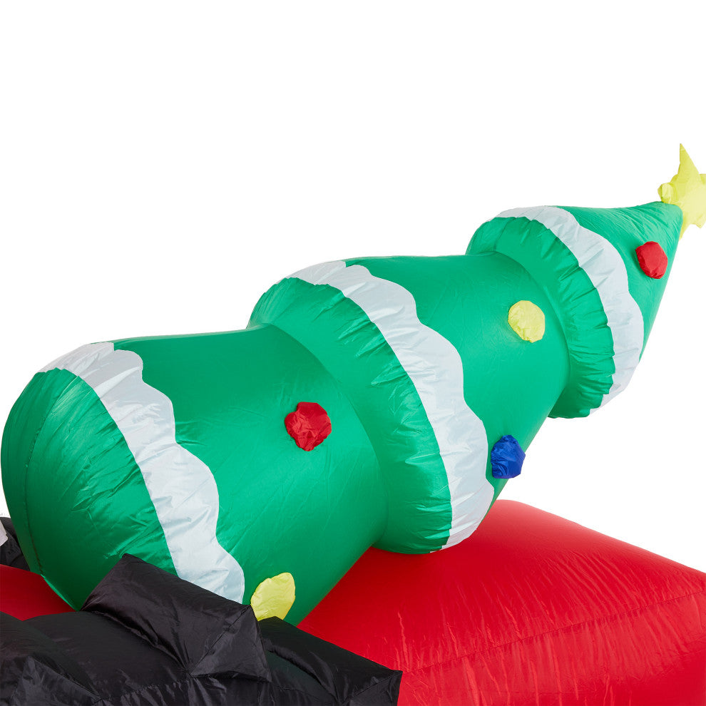 11FT Lighted Inflatable Santa on Tractor Decor