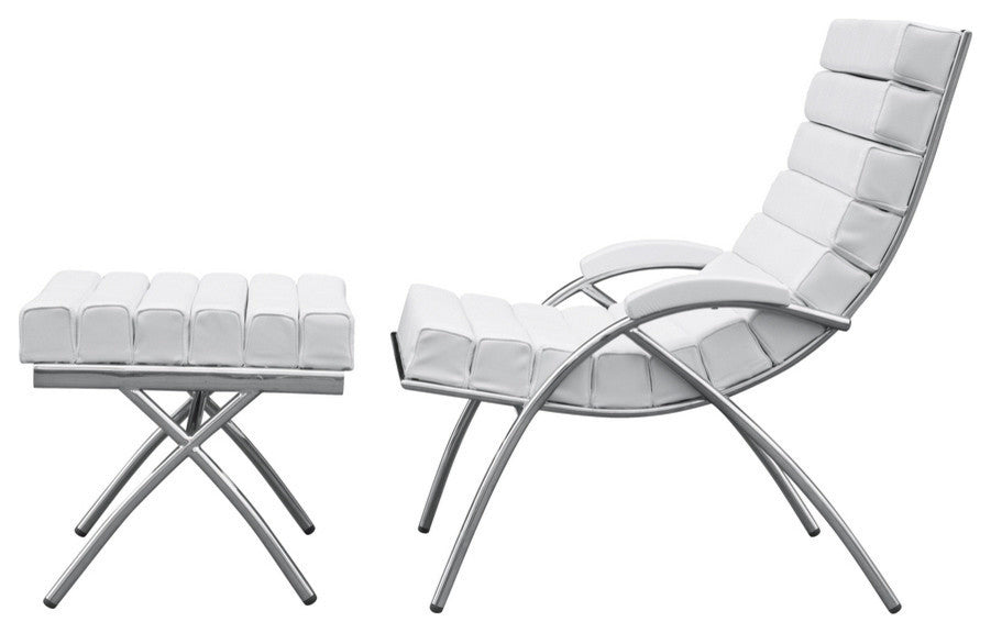 Modern Classics Classic Chair and Ottoman, White