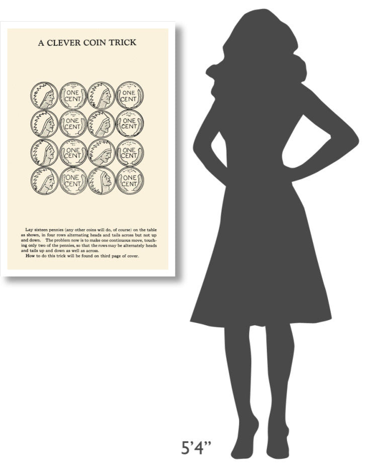 "A Clever Coin Trick - 16 Pennies" Digital Paper Print by Retromagic, 26"x38"