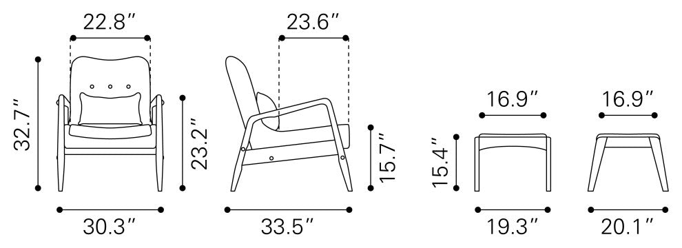 Bully Lounge Chair and Ottoman Brown