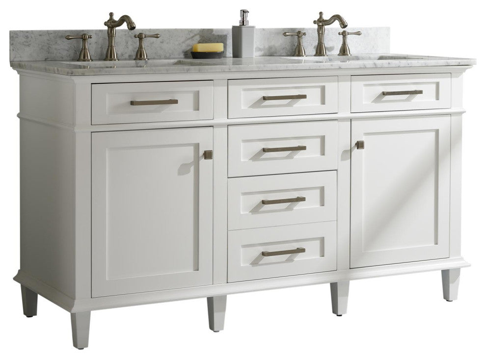 60" Double Sink Vanity Cabinet, White