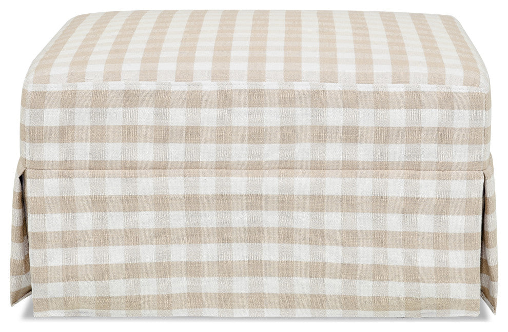 Crawford Gliding Ottoman, Tan Gingham