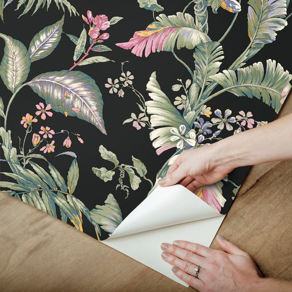 Fiji Garden Black Multi Peel and Stick Wallpaper