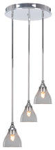 Empire 3-Light Cluster Pendalier, Chrome/Clear Bubble