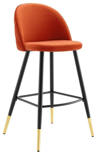 Cordial Performance Velvet Bar Stools - Set of 2-Orange